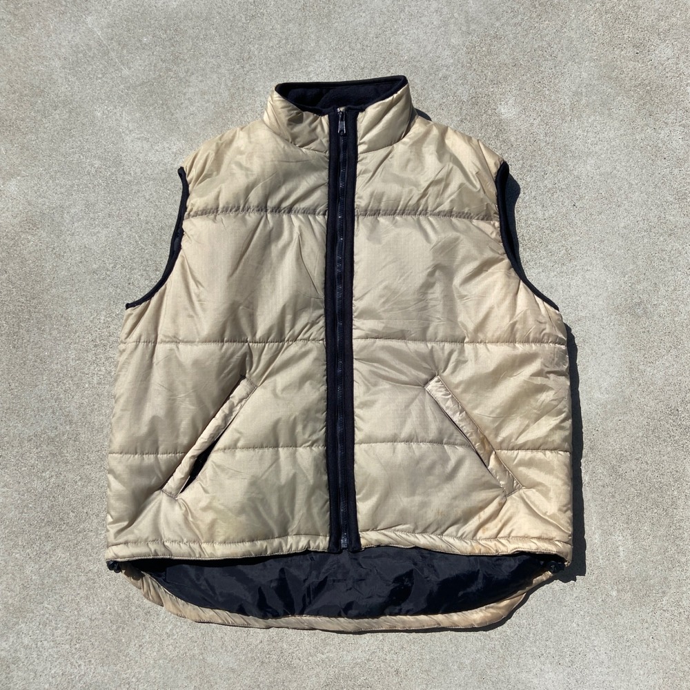 Woodlake Puffer Vest Mens XL Tan Ripstop Quilt Full Zip Outdoor Gorpcore READ
